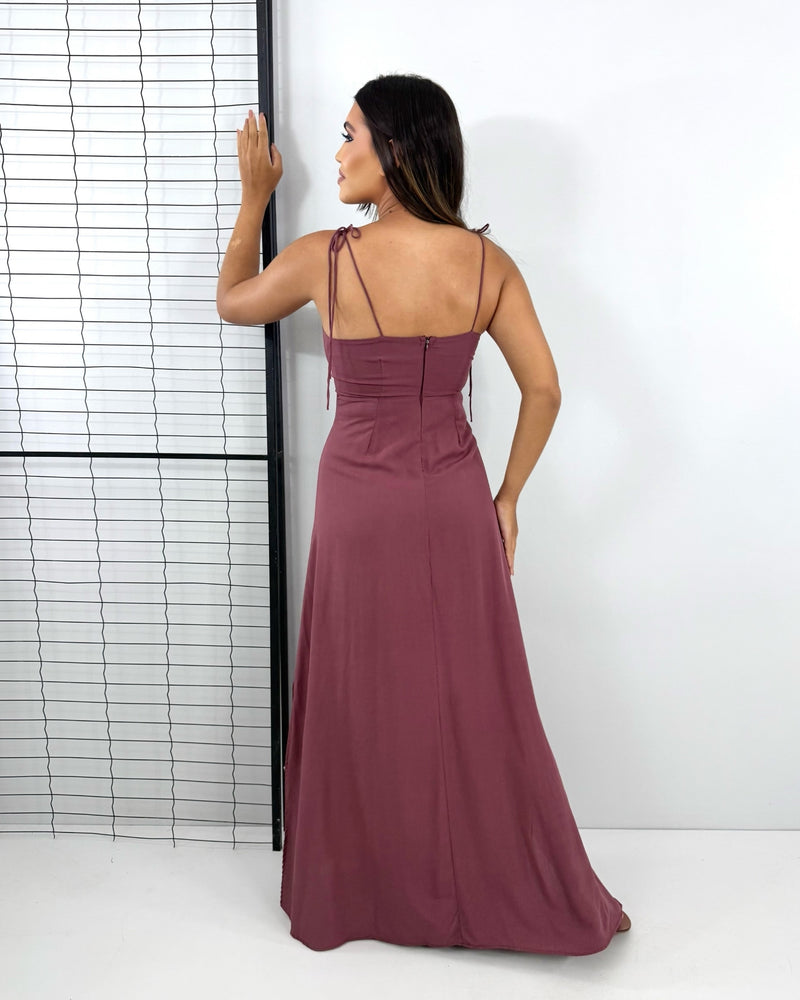 Vestido Drica Longo - Marrom