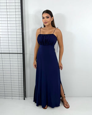 Vestido Drica Longo - Azul Marinho