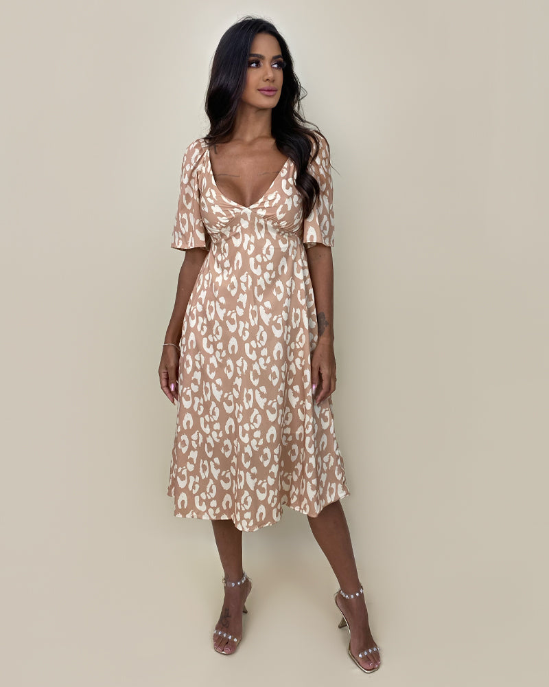 Vestido Núbia - Onça Bege