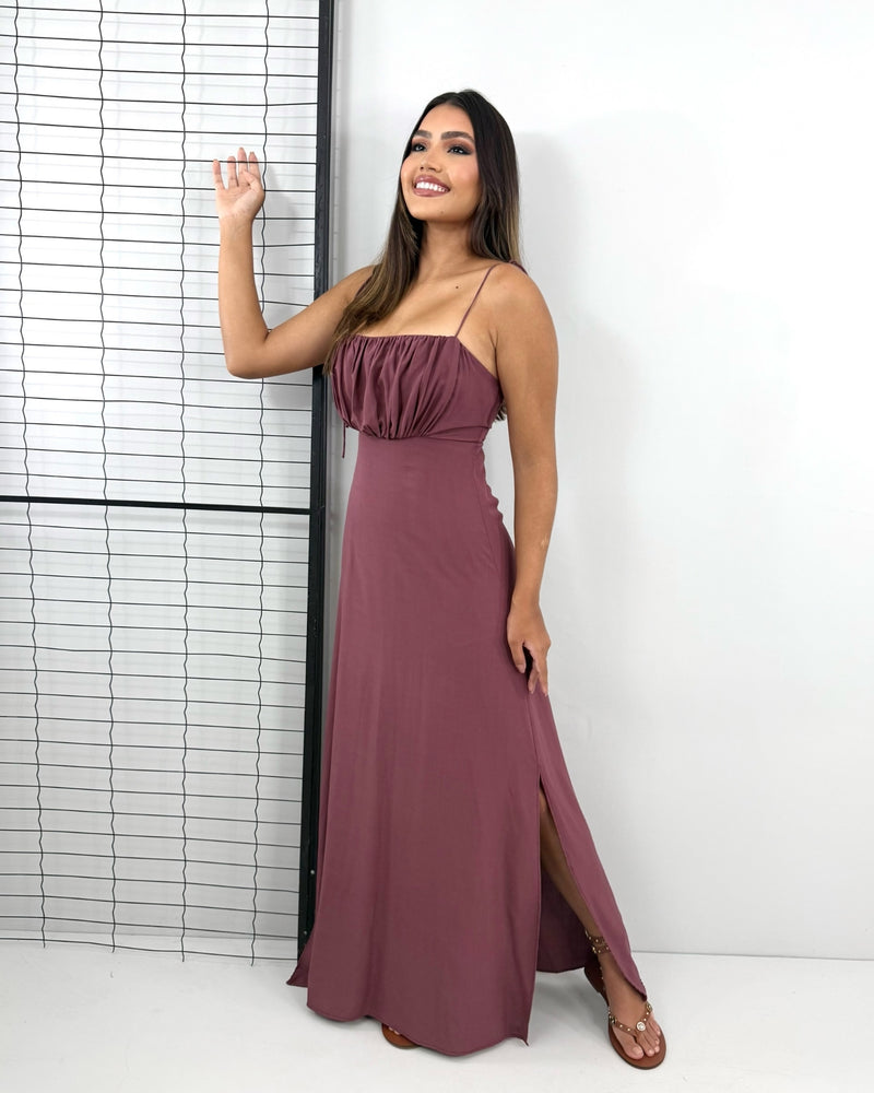 Vestido Drica Longo - Marrom