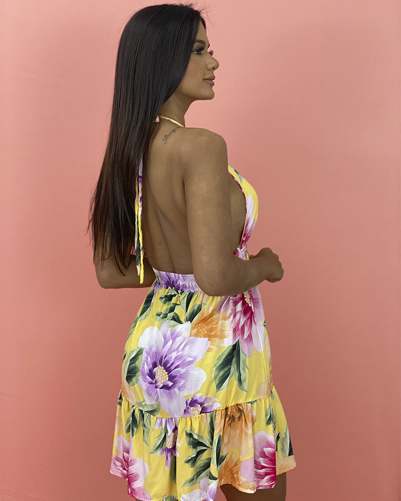 Vestido Valentina - Floral Exclusivo Amarelo