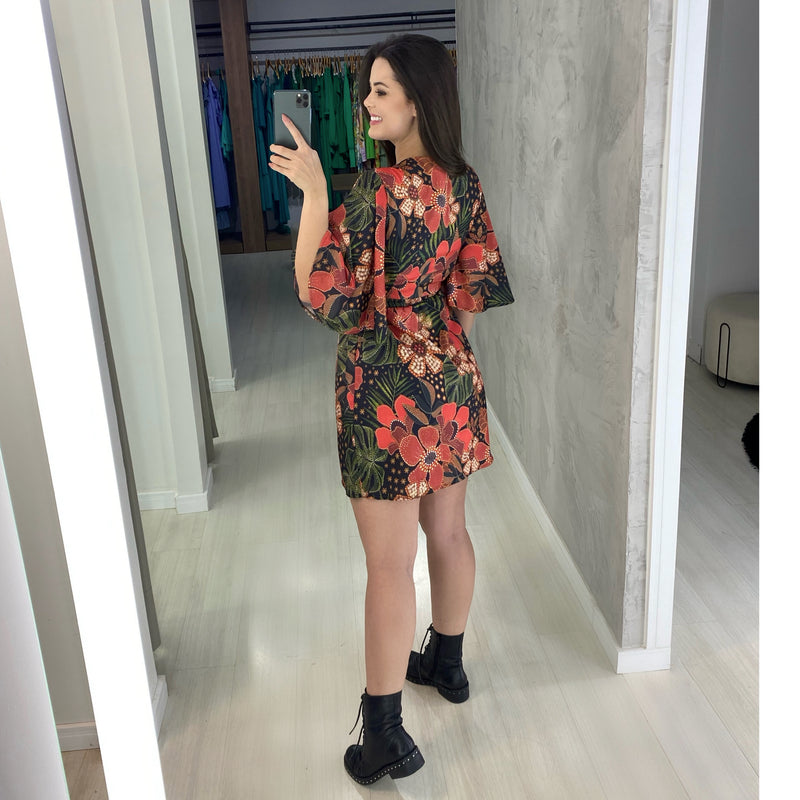 Conjunto Bárbara Curto - Floral Fundo Preto