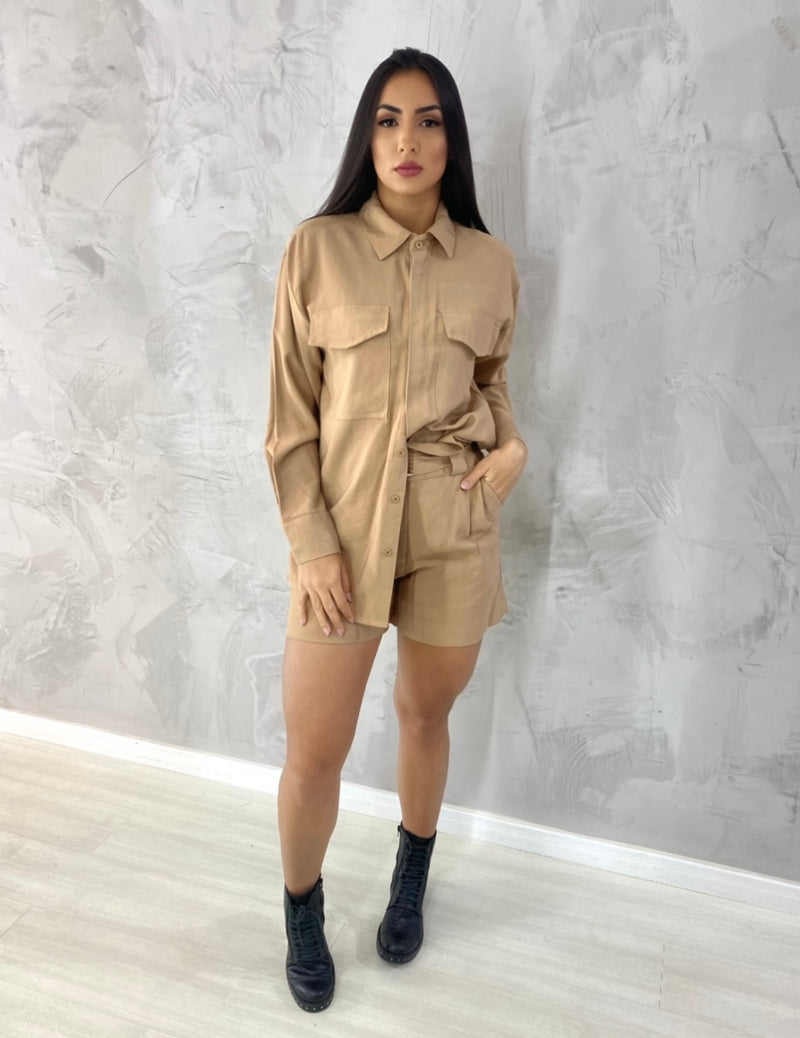 Conjunto Chemise e Short Celia - Nude