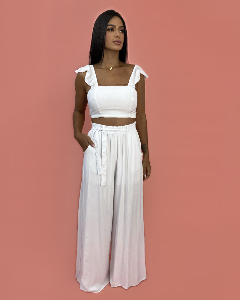 Conjunto Pantalona Samira - Branco