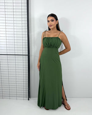 Vestido Drica Longo - Verde Militar