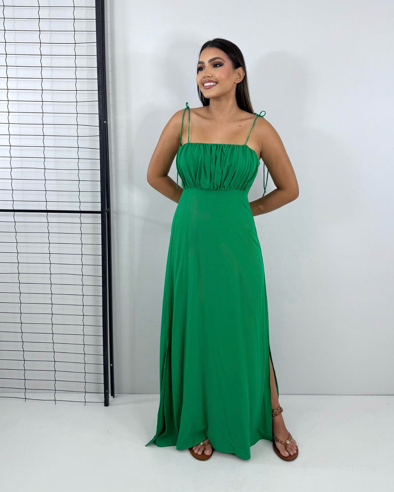Vestido Drica Longo - Verde Bandeira