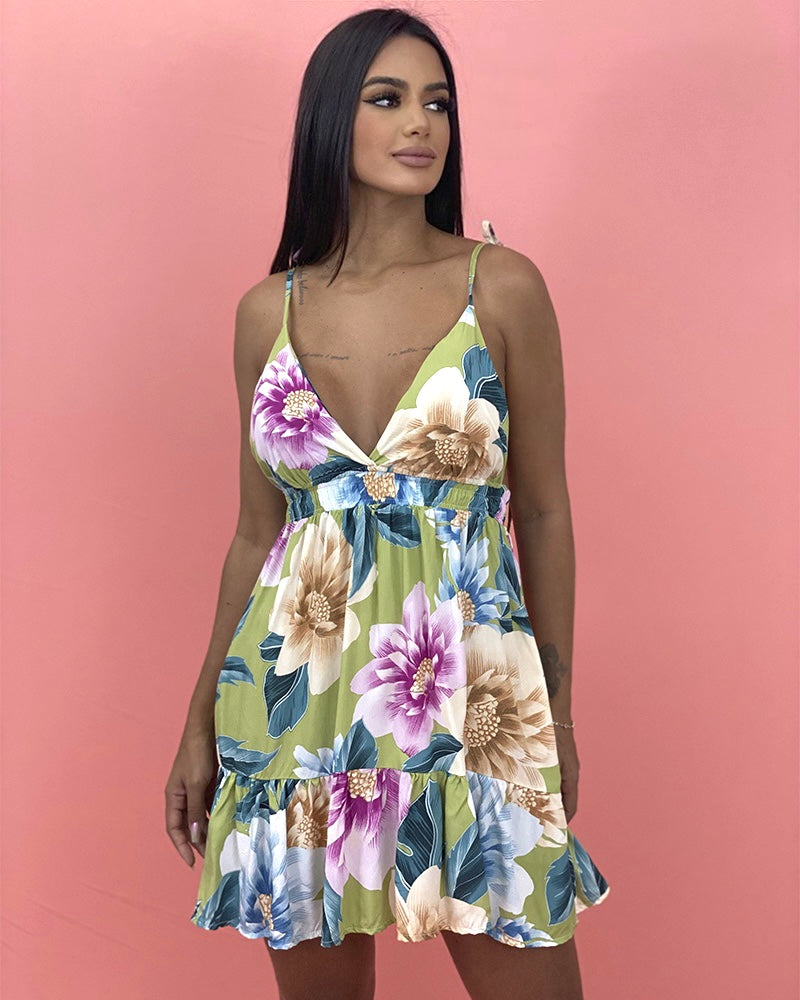 Vestido Valentina - Floral Exclusivo Verde