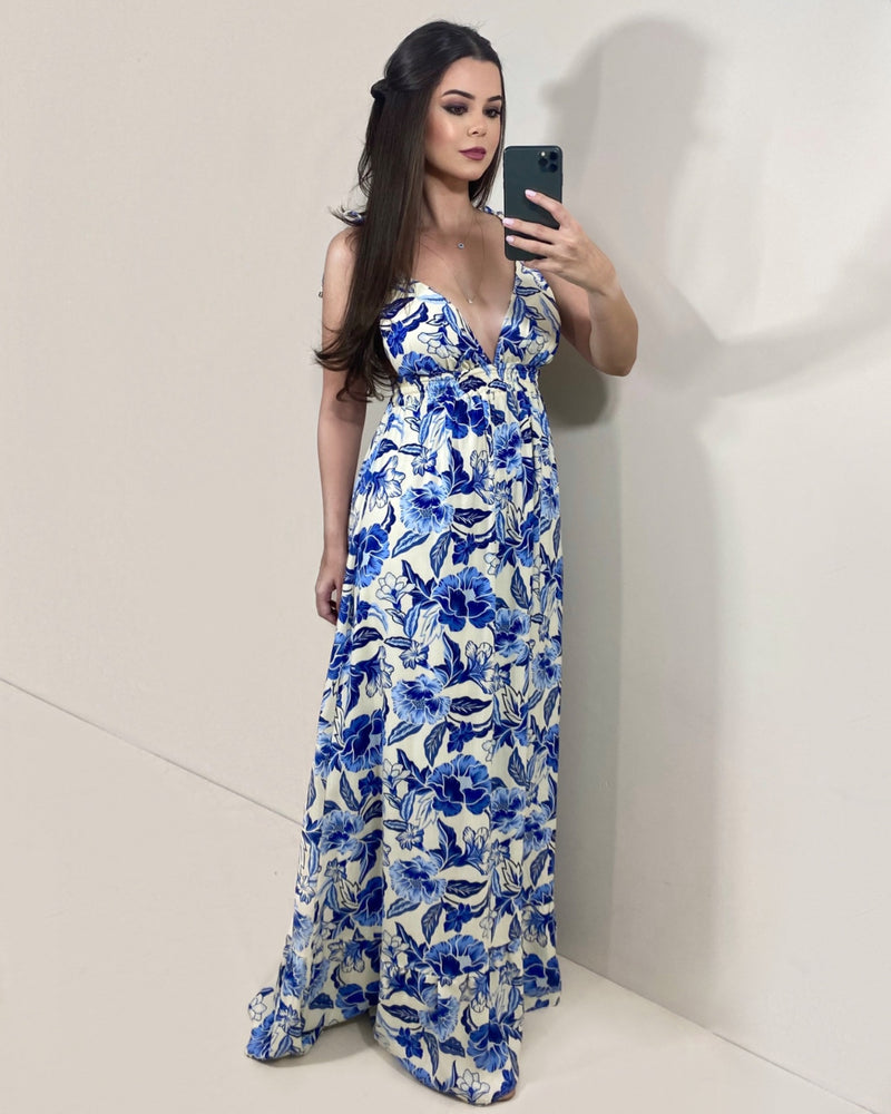 Vestido Valentina Longo - Floral Azul