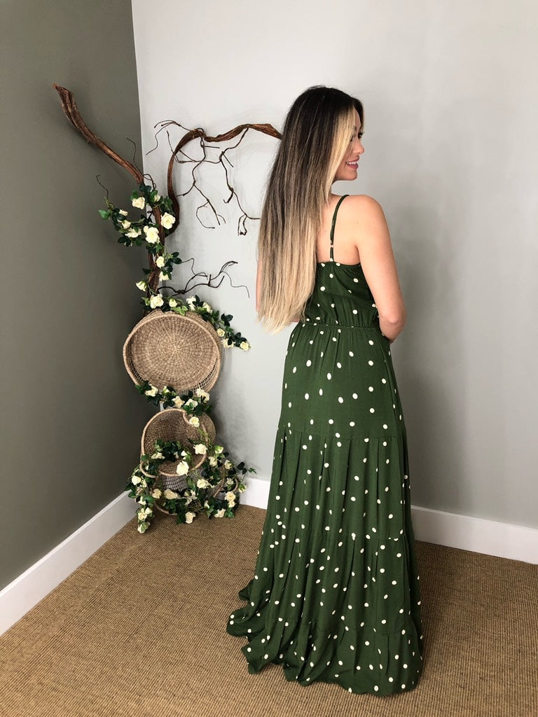 Vestido Camila - Poá Fundo Militar