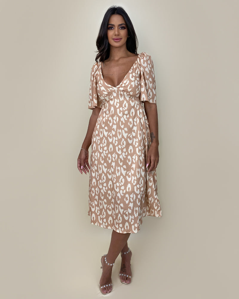 Vestido Núbia - Onça Bege