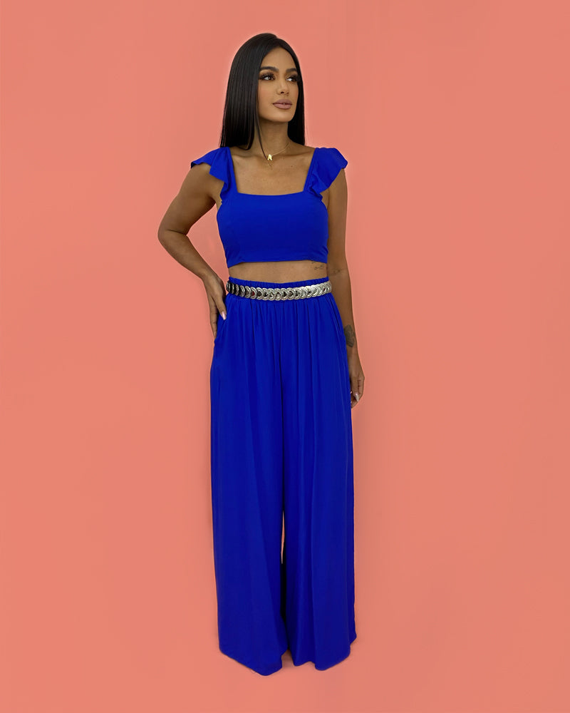 Conjunto Pantalona Samira - Azul Royal