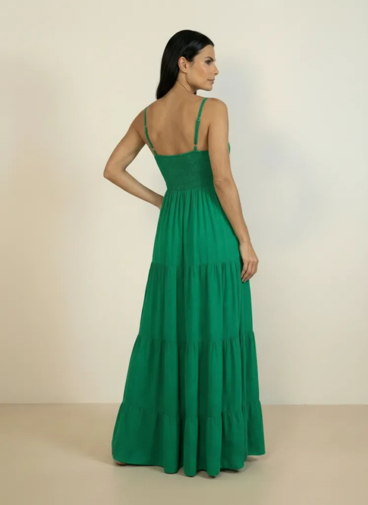 Vestido Miriam Verde Bandeira Closet RC costas