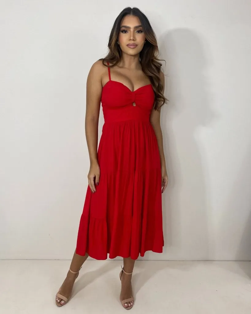 Vestido Jéssica Midi - Vermelho