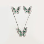 Conjunto Borboleta Verde (Brinco + Colar)