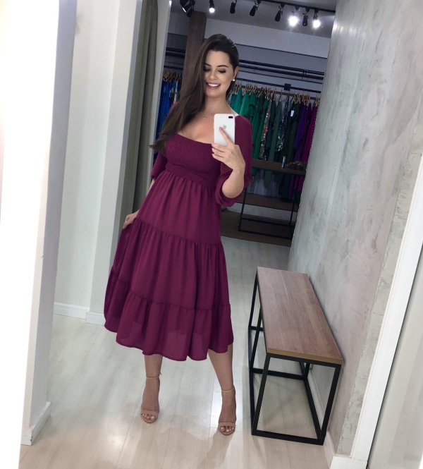 Vestido Juliana - Fúcsia - Crepinho - Imagem 2