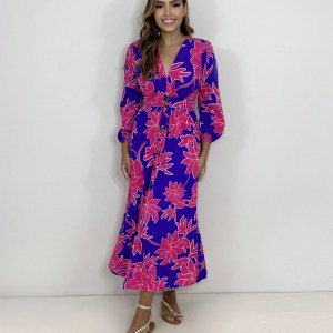 Vestido Clara - Floral Fundo Azul - Image 2