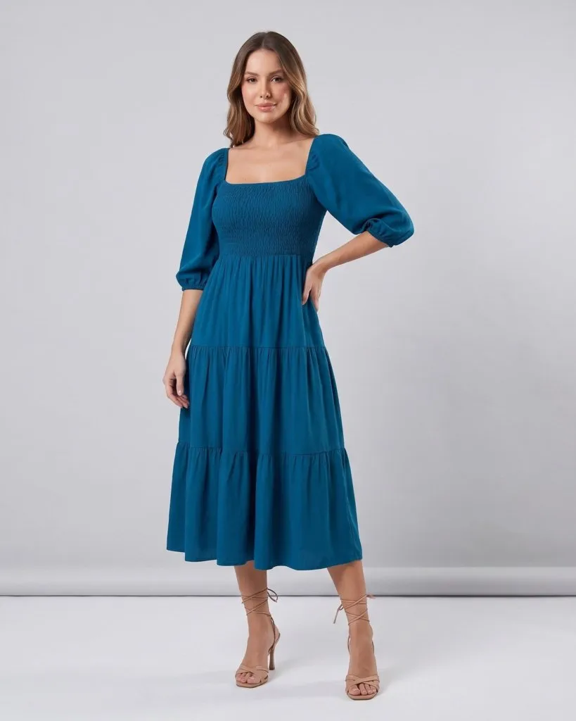 Vestido Juliana - Azul Petróleo