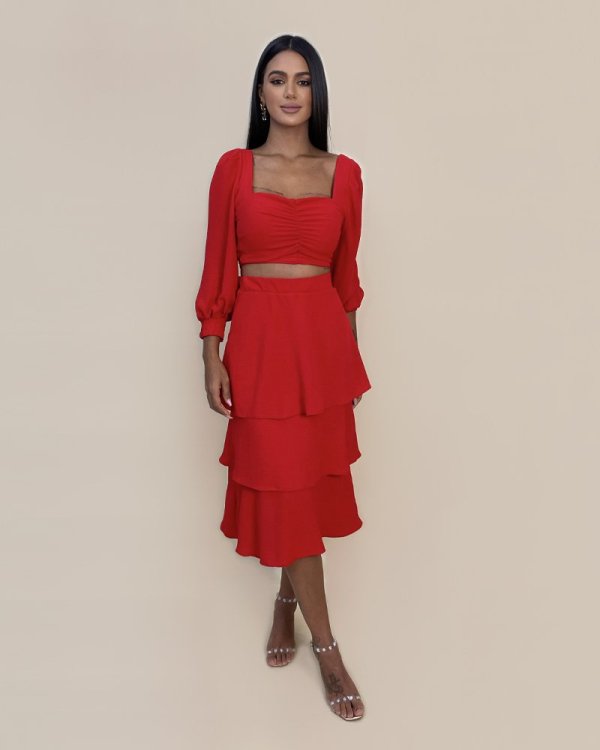 Saia Olga em Duna - Vermelho