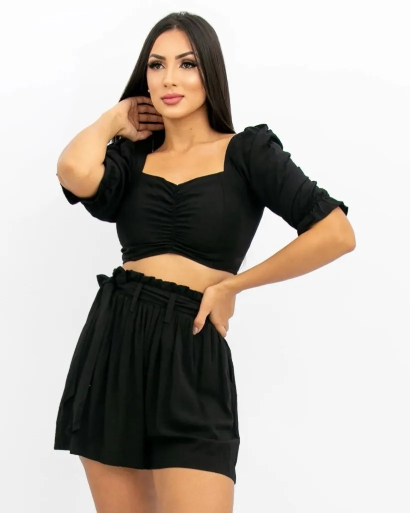 Conjunto Top Short Paloma - Preto