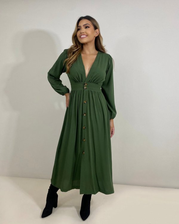 Vestido Clara - Verde Militar - Imagem 3