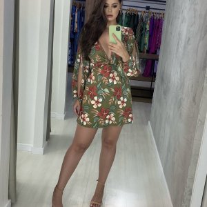 Vestido Marília - Floral Fundo Verde - Image 1