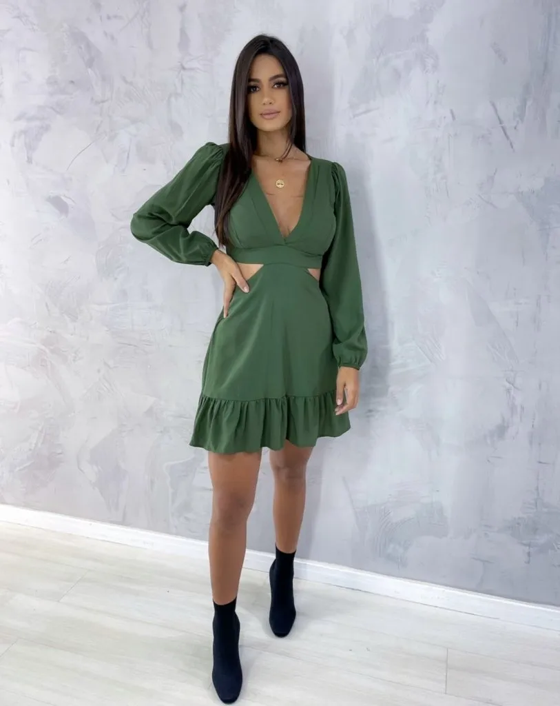 Vestido Cláudia - Verde Militar