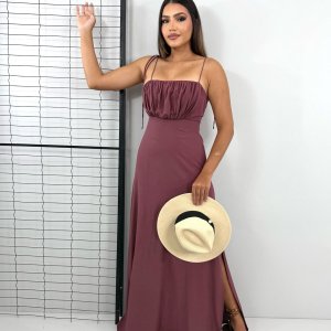 Vestido Drica Longo - Marrom - Image 1