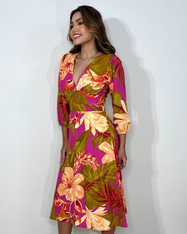 Vestido Mirela - Floral Fundo Pink - Imagem 6