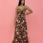 Vestido Camila - Primavera Fundo Preto