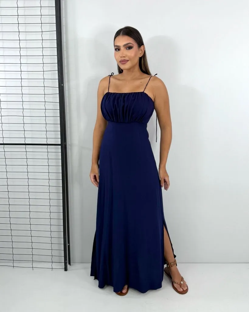 Vestido Drica Longo - Azul Marinho