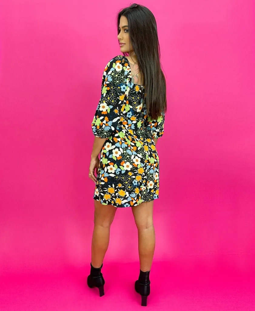 Vestido Tatiane - Floral Colorido Fundo Preto, foto 2