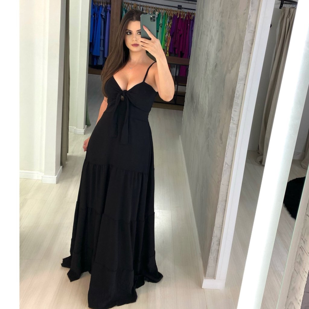 Vestido Camila em Duna - Preto