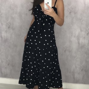 Vestido Camila Midi - Poá Fundo Preto - Image 5