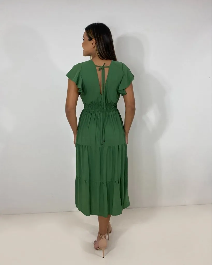 Vestido Laís Midi - Verde Militar