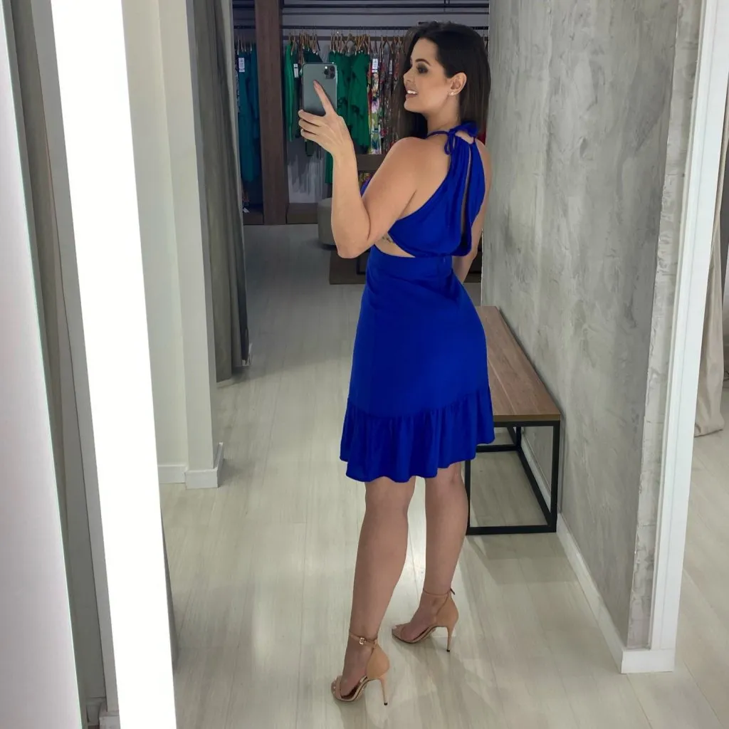 Vestido Estefane Curto - Azul Royal