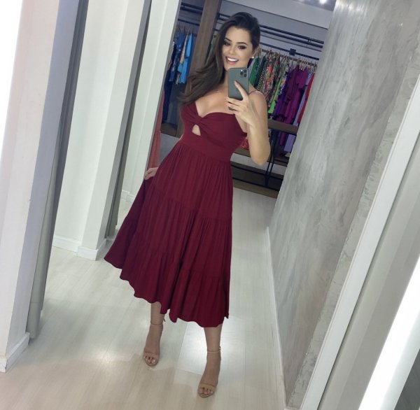 Vestido Jéssica Midi - Marsala - Imagem 3