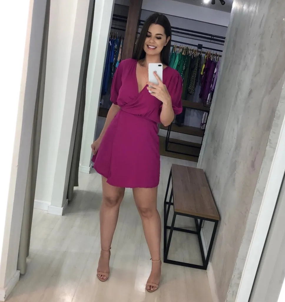 Vestido Érica Manga Princesa - Fúcsia