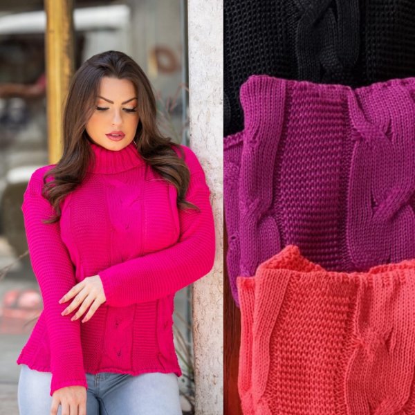 Tricot com Gola Alta Marlene - Cores