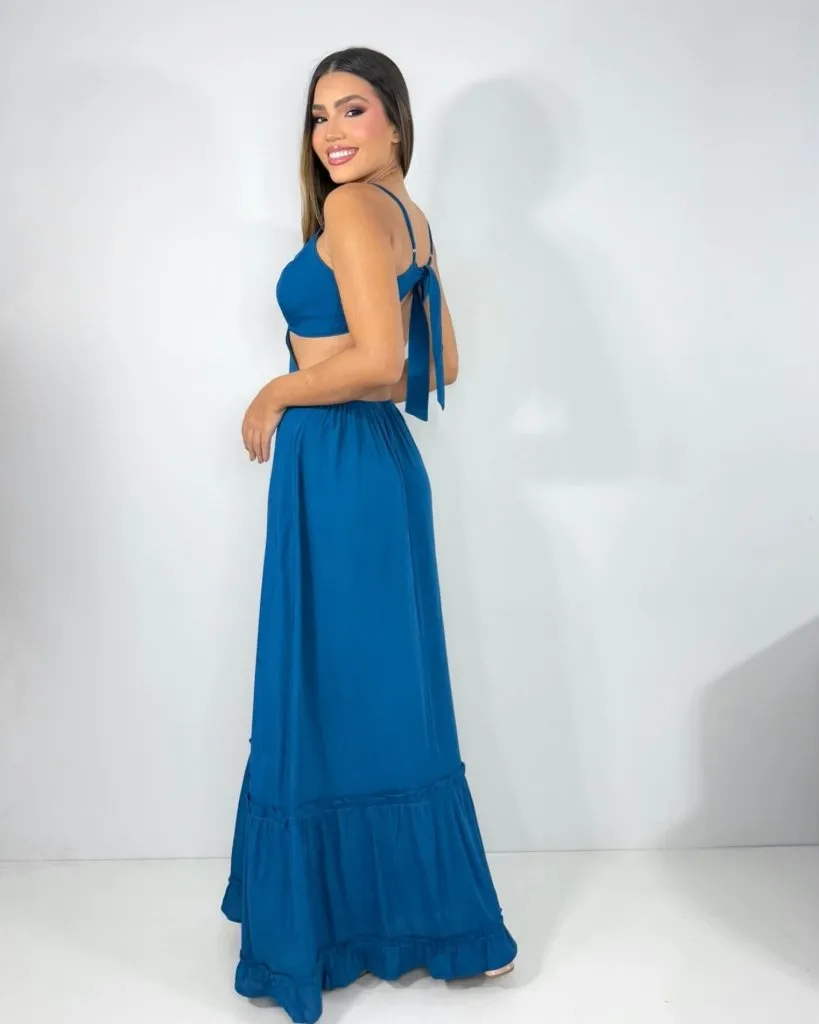 Vestido Launa - Azul Petróleo, foto 4