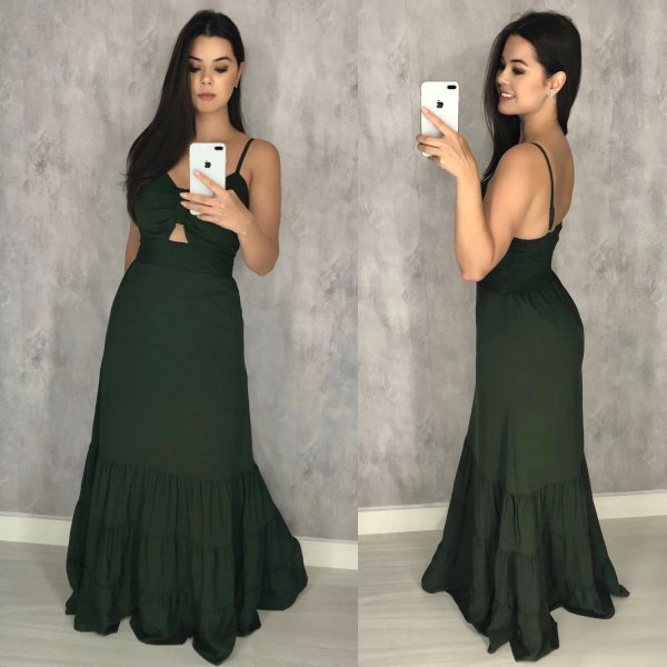 Vestido Jéssica Longo - Verde Militar - Imagem 2