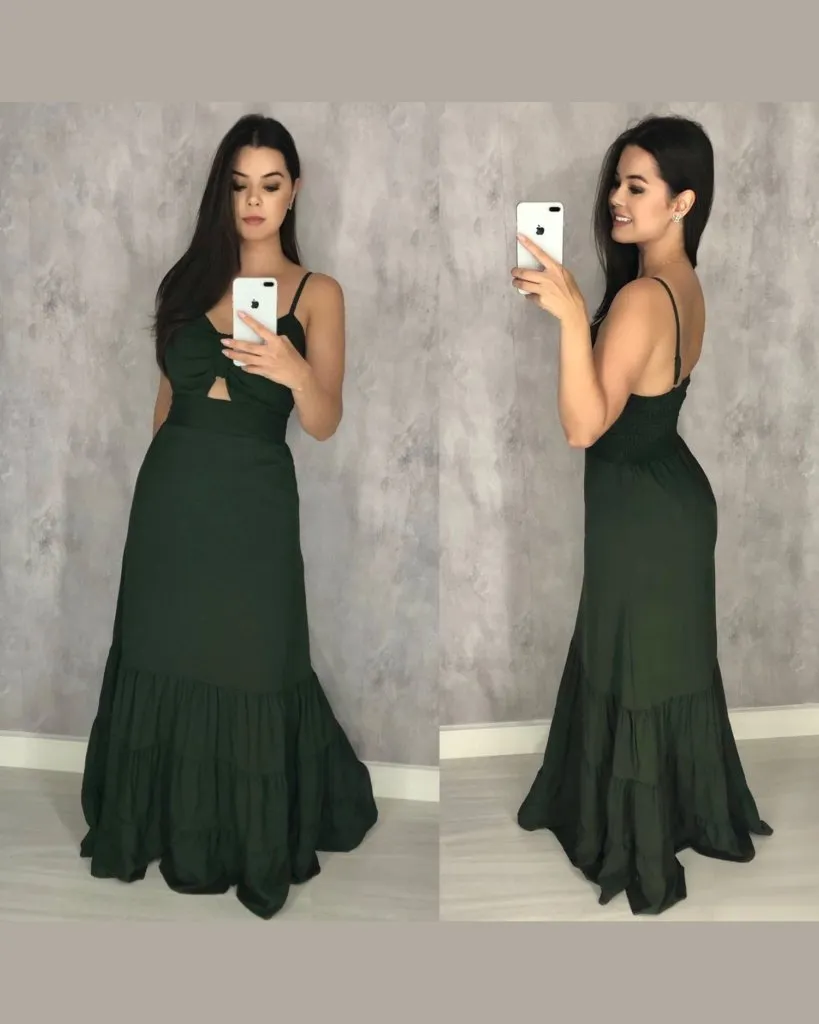 Vestido Jéssica Longo - Verde Militar, foto 2