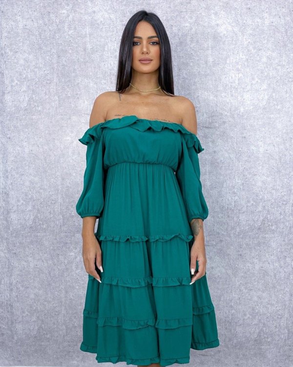 Vestido Angélica - Verde Amazônia