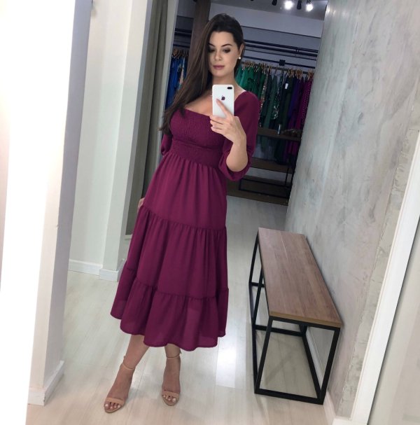 Vestido Juliana - Fúcsia - Crepinho