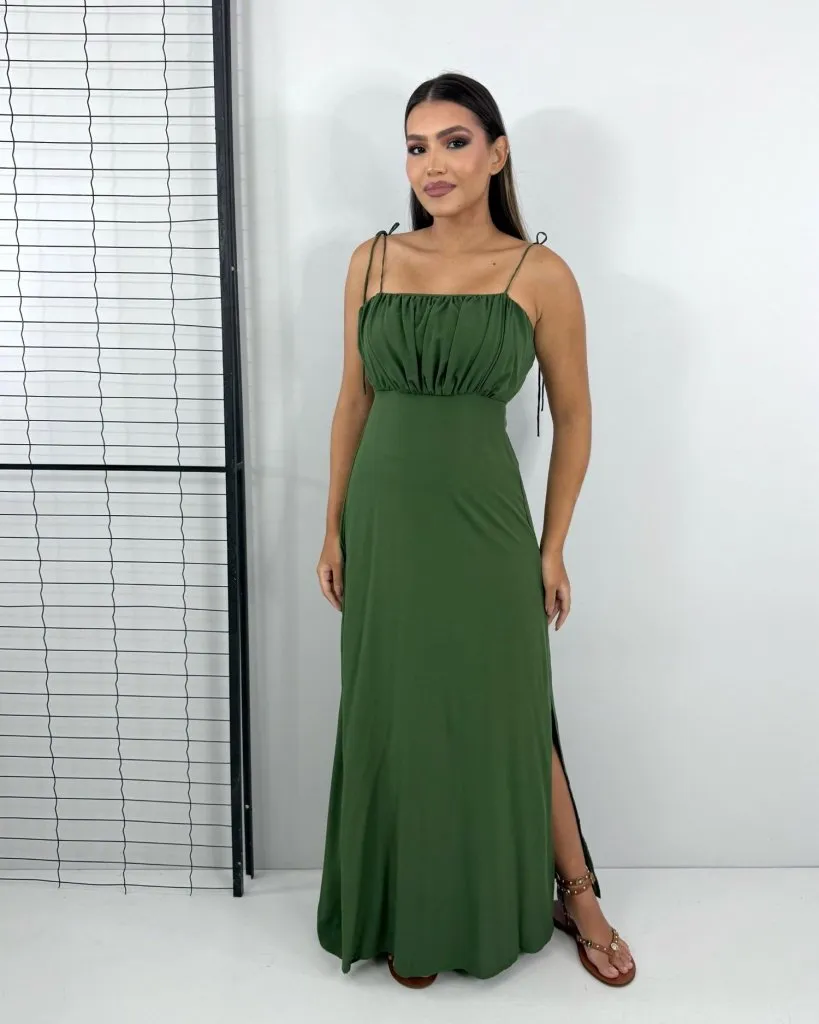 Vestido Drica Longo - Verde Militar