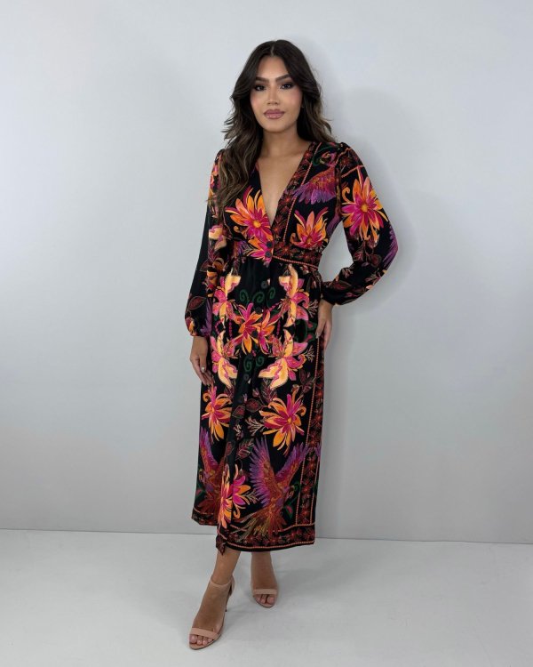 Vestido Clara - Floral Fundo Preto - Imagem 4