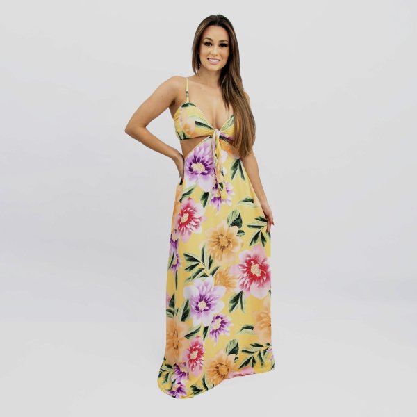 Vestido Natália - Floral Exclusivo Amarelo - Imagem 2