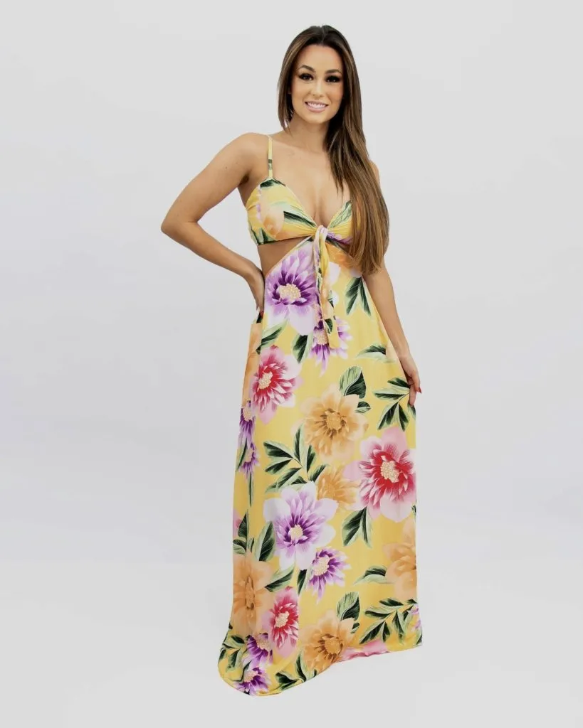 Vestido Natália - Floral Exclusivo Amarelo, foto 2