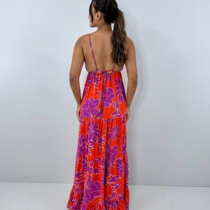 Vestido Sophia - Floral Fundo Laranja - Image 4