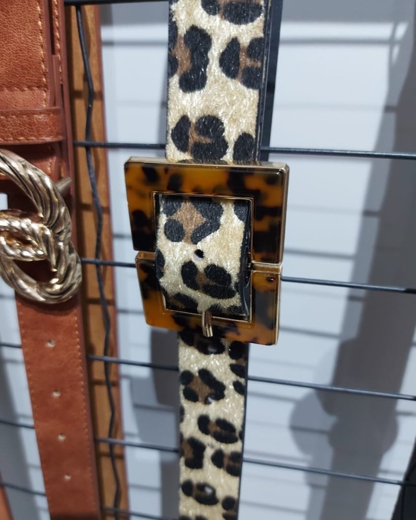 Cinto Fivela Resinada - Animal Print Claro