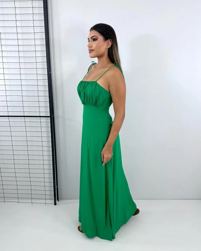 Vestido Drica Longo - Verde Bandeira